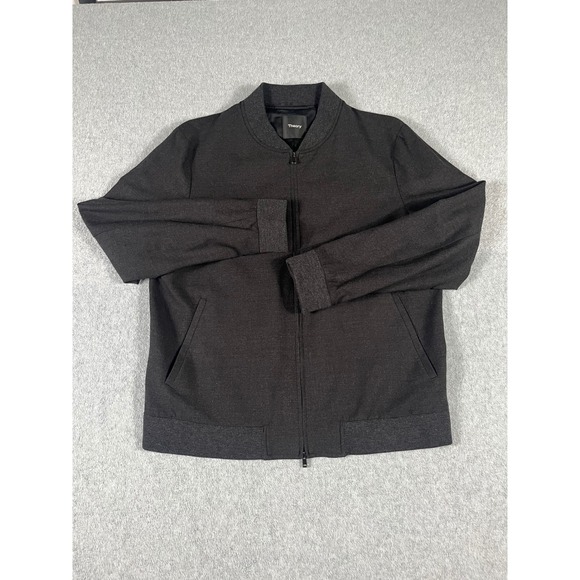 Theory Other - Theory Mens Aiden Charcoal Grey Full Zip Wool Bomber Jacket Minimalist Sz. L